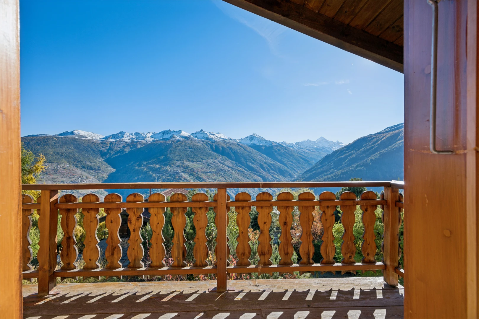 balcony with a mountain view