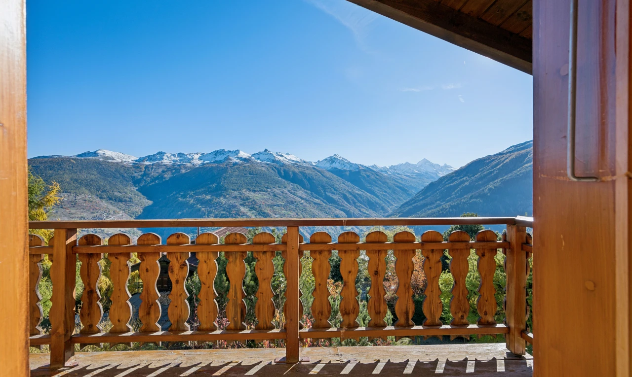 balcony with a mountain view