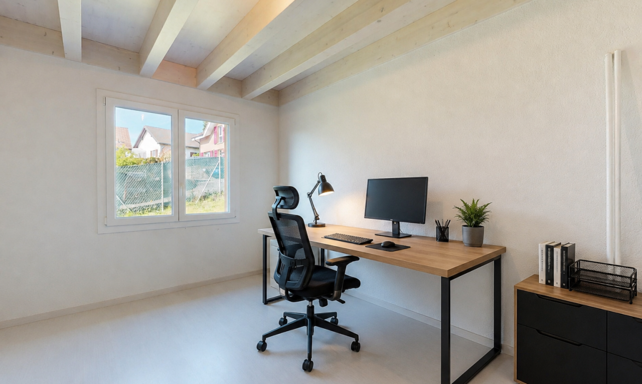 bureau avec inside property, cloison sèche, drywall, lumière naturelle, et natural light