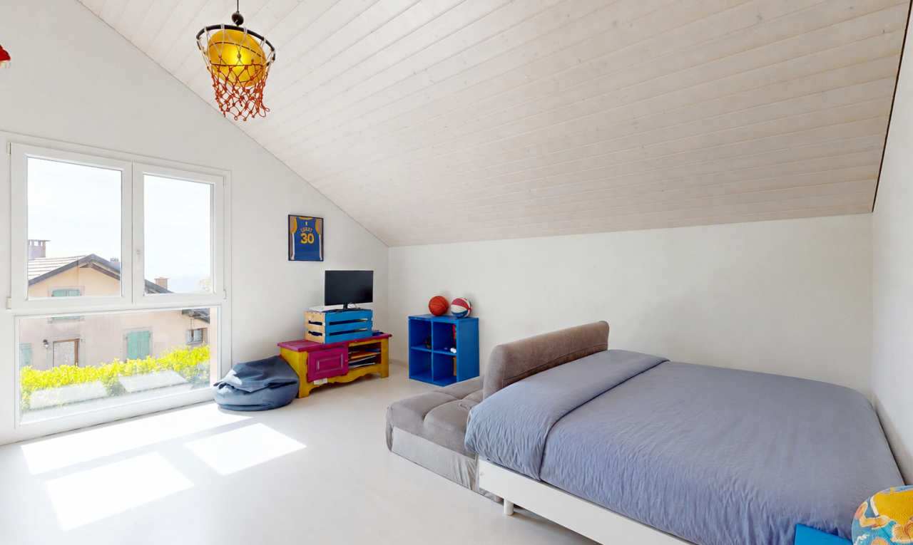 chambre avec vaulted ceiling, plafond voûté, pièce supplémentaire, natural light, et lumière naturelle