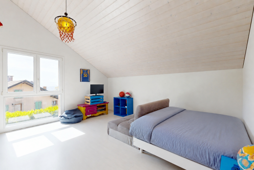 chambre avec vaulted ceiling, plafond voûté, pièce supplémentaire, natural light, et lumière naturelle
