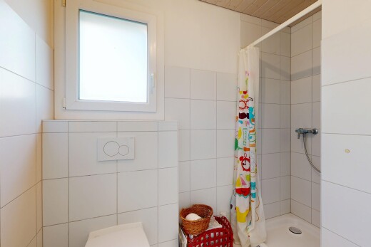 salle de bains avec douche, salle de bain complète, natural light, lumière naturelle, et inside property