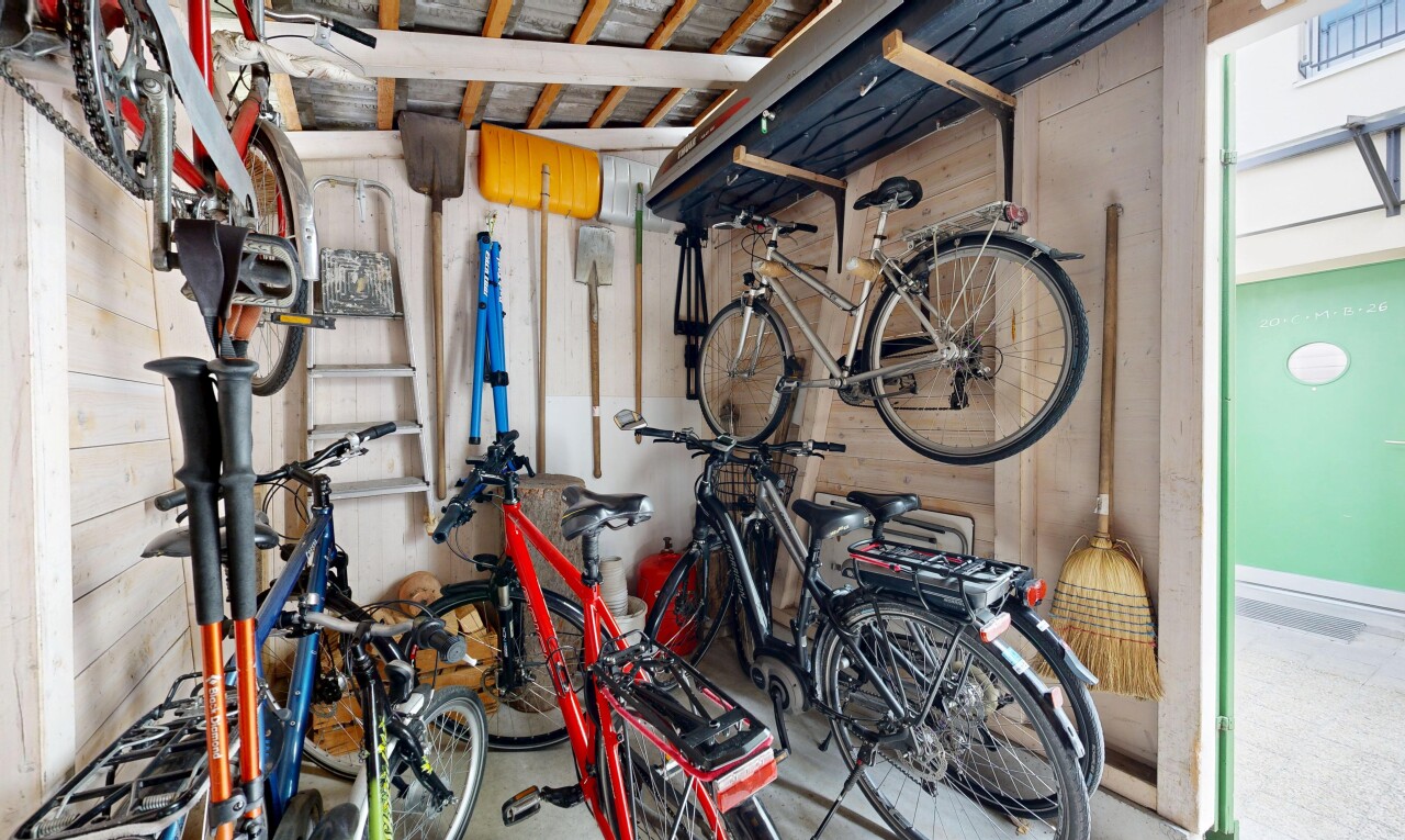 fitnessstudio mit holzwand, wood wall, inside property, betonboden, und concrete floor