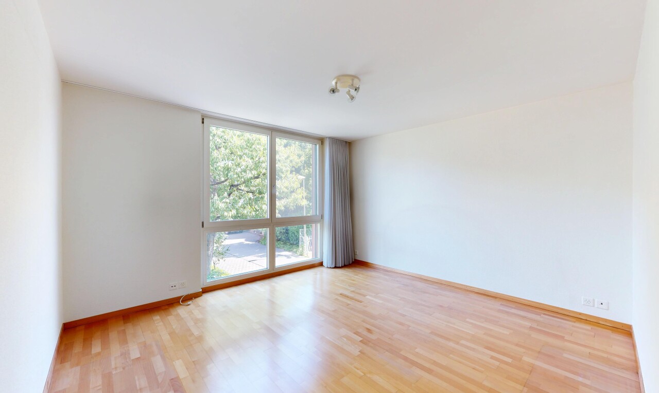 leerer raum mit drywall, gipskartonwand, floor ceiling windows, wood finish floor, und holzfußboden