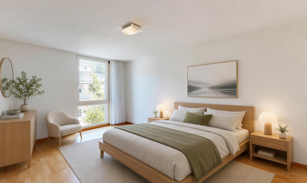 leerer raum mit drywall, gipskartonwand, wood finish floor, holzfußboden, und baseboards wall