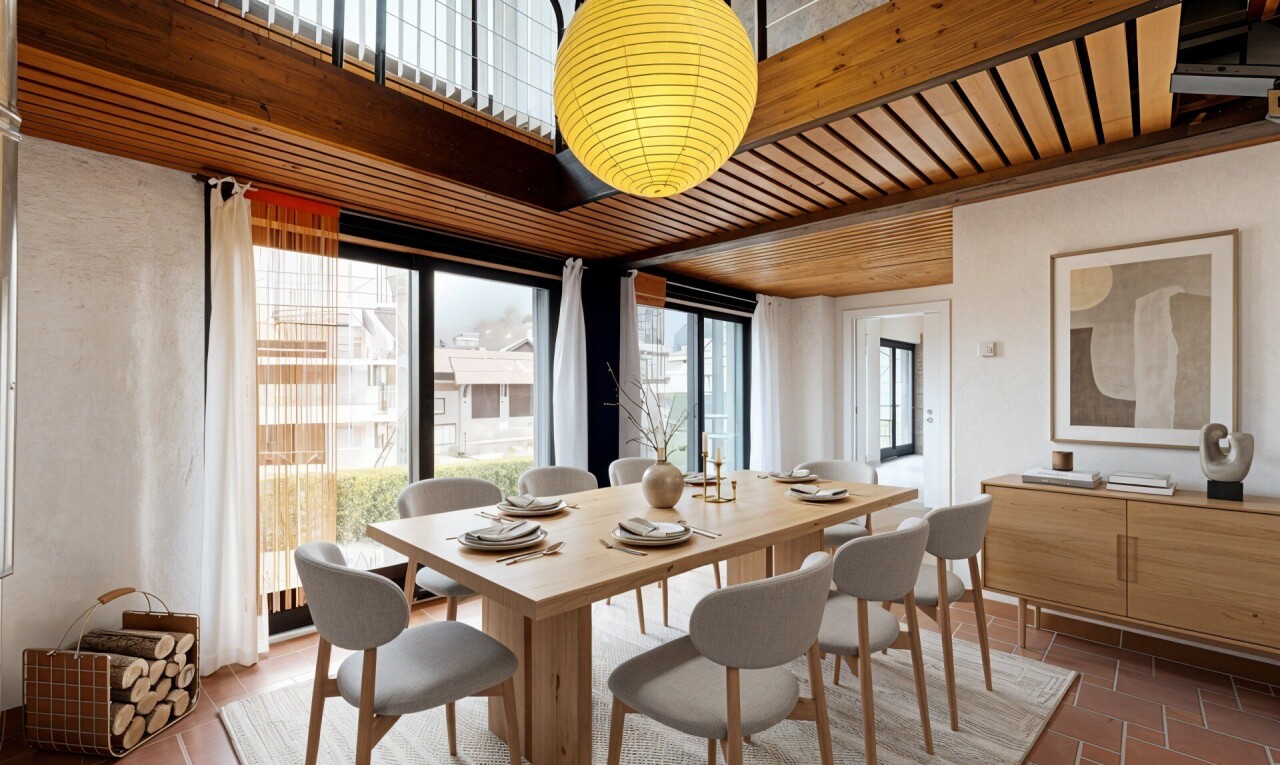esszimmer mit inside property, natural light, natürliches licht, fernseher, und drywall