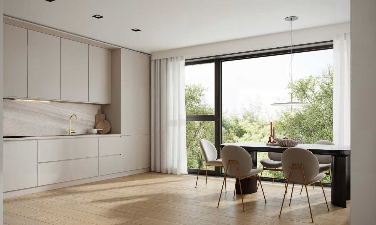 esszimmer mit inside property, natürliches licht, natural light, holzfußboden, und wood finish floor