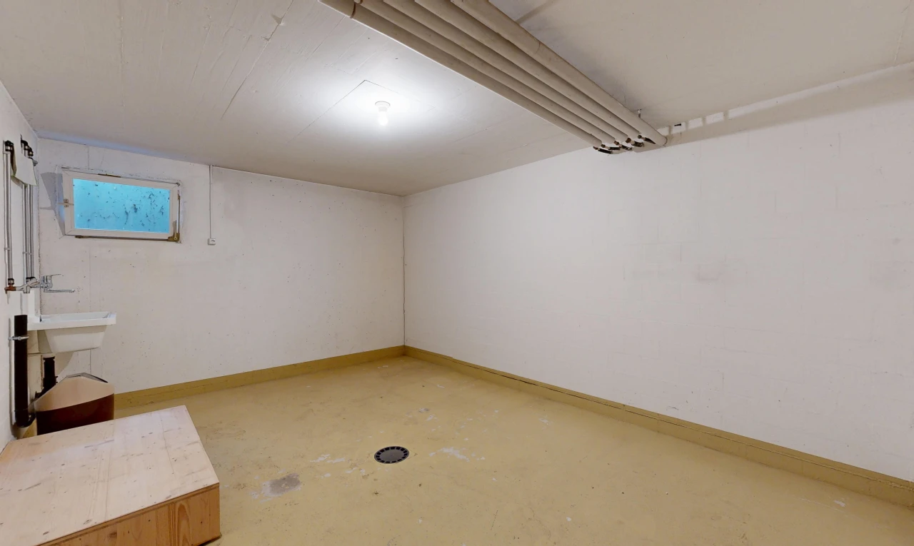 leerer raum mit concrete floor, betonboden, keller, natürliches licht, und inside property