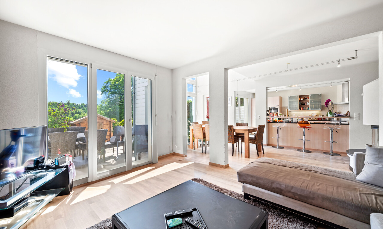 living room with wood finished floors