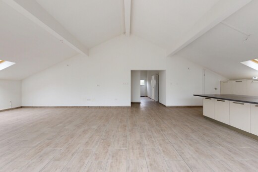 pièce vide avec puits de lumière, cloison sèche, drywall, plafond voûté, et vaulted ceiling