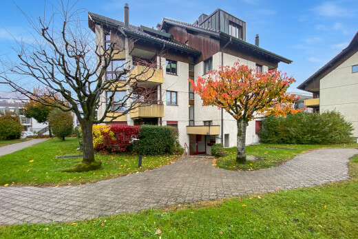 außenansicht mit rasen, property visible, und day time