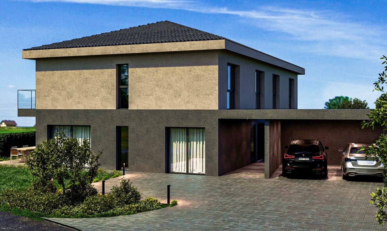 außenansicht mit rendered, stuckverkleidung, day time, und property visible