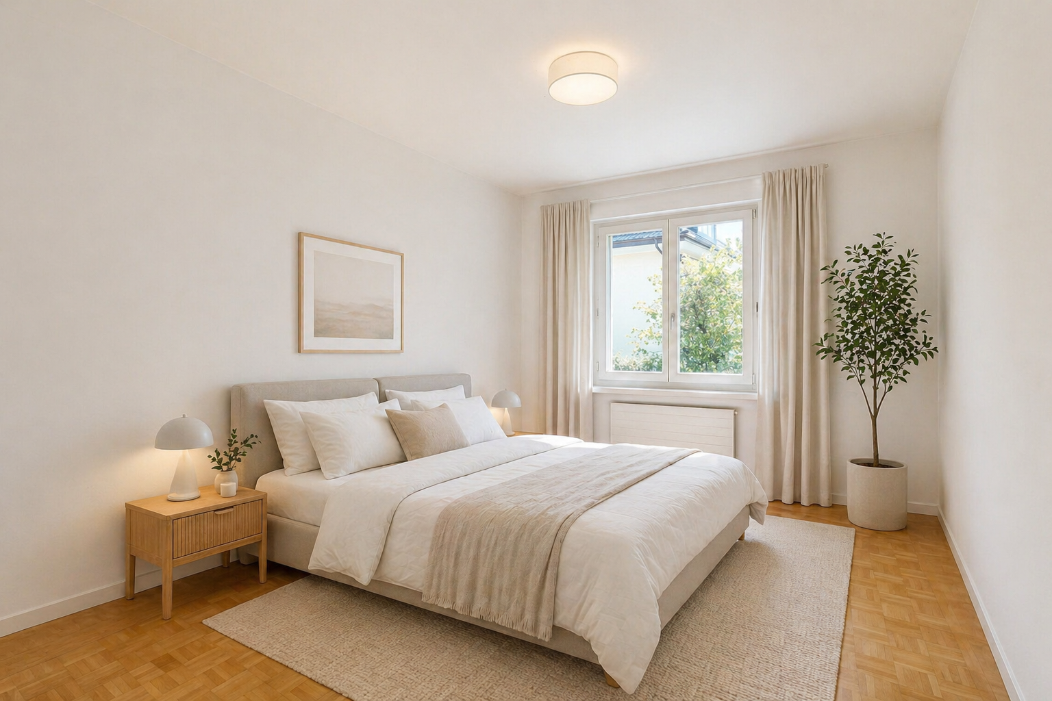 room / bedroom featuring baseboards and parquet floors