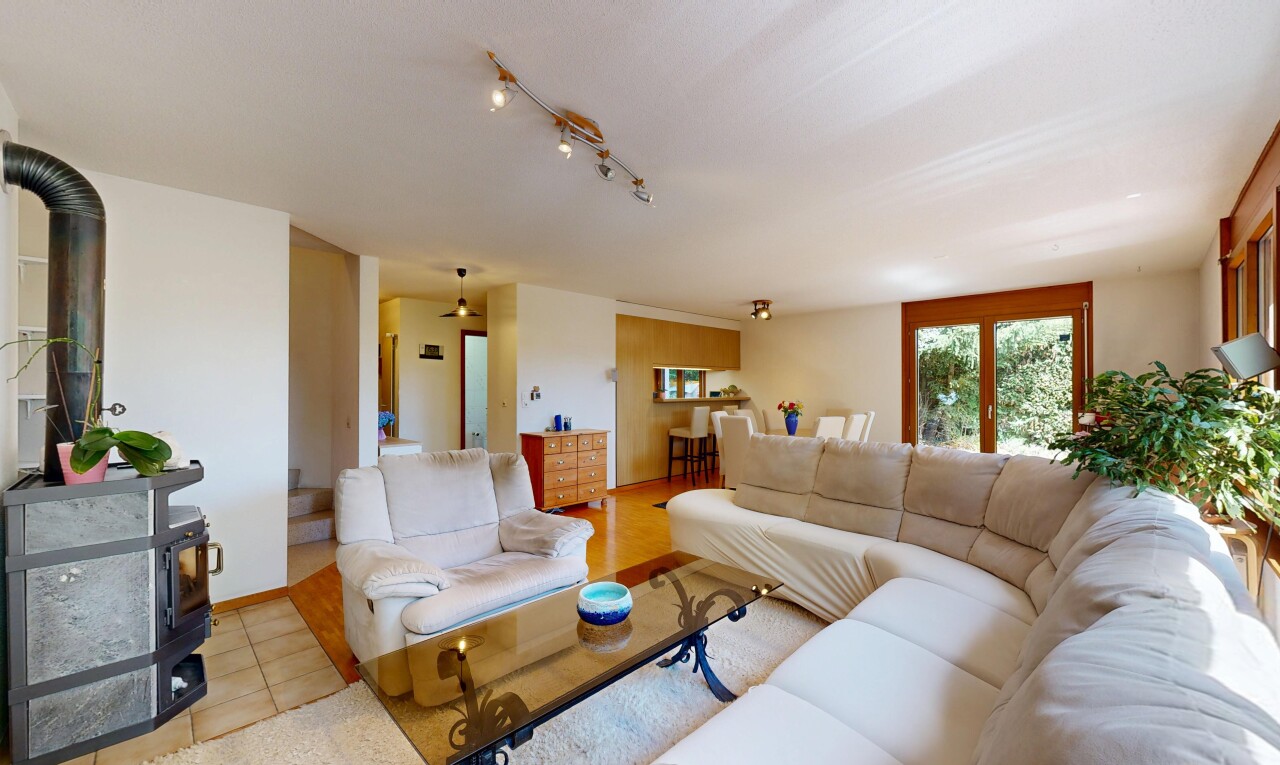 living room with track lighting