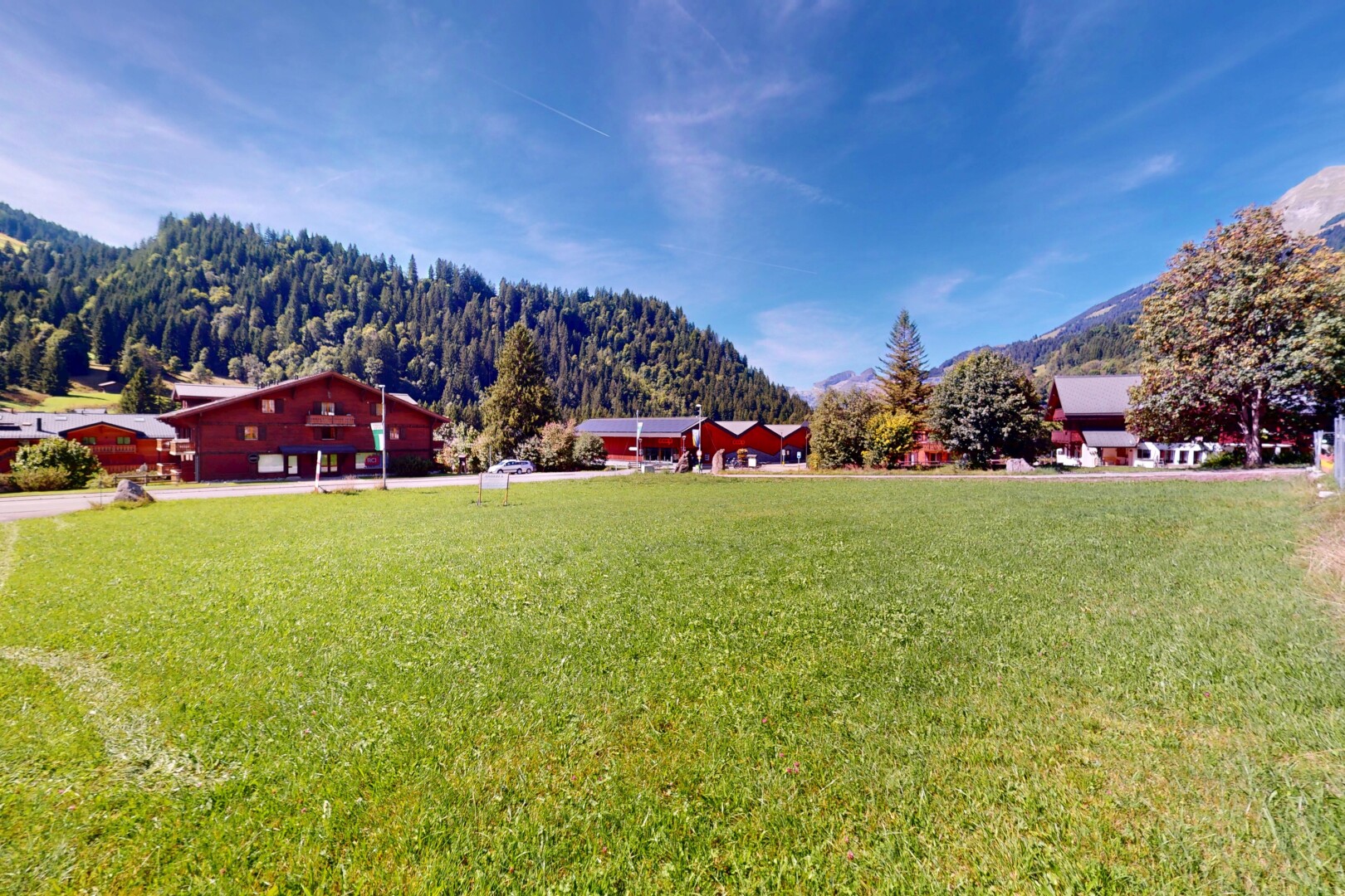 garden featuring a mountain view and a lawn