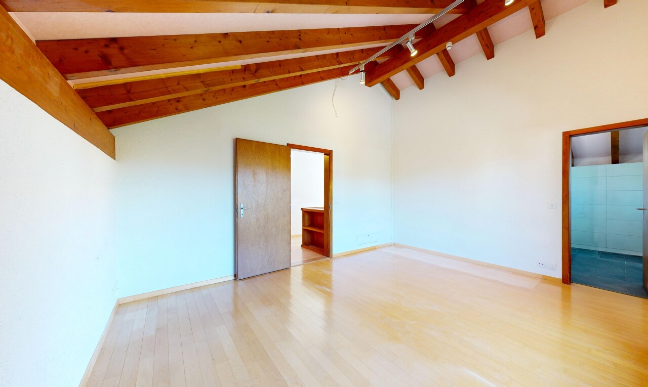 leerer raum mit hohe decke, high ceiling, dachschräge, vaulted ceiling, und high end ceiling