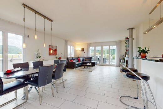 wohn- / esszimmer mit inside property, natural light, natürliches licht, drywall, und gipskartonwand