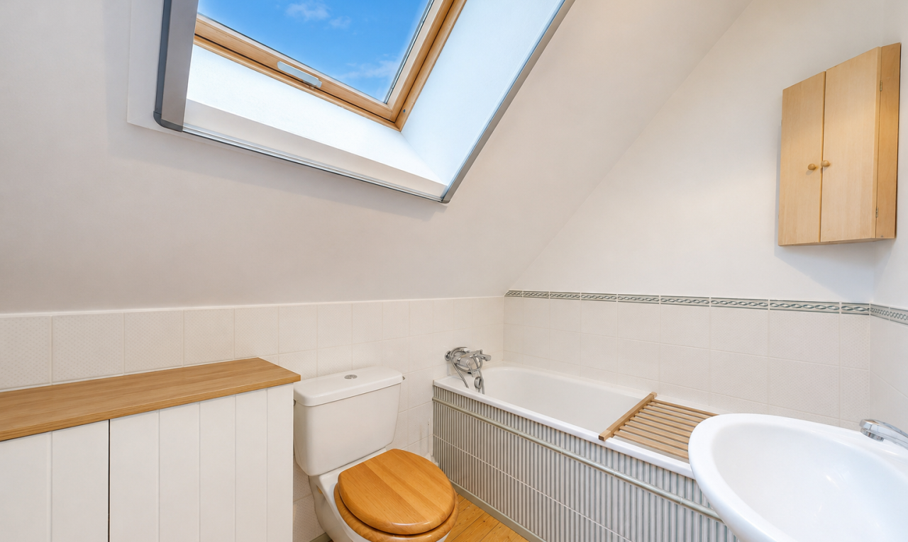 salle de bains avec bain, salle de bain complète, wood finish floor, sol en finition bois, et évier