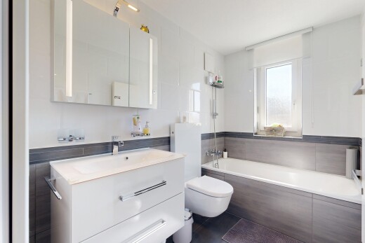 bad mit spiegel, schminktisch, bad, komplettes badezimmer, und inside property