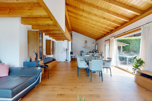 salon / salle à manger avec inside property, lumière naturelle, natural light, plafond voûté, et vaulted ceiling