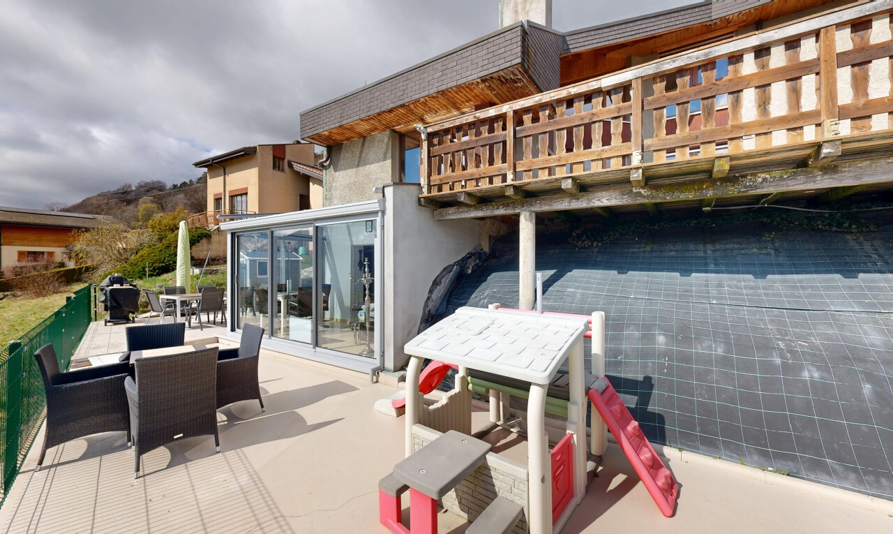 terrasse mit essbereich im freien, overcast, terrasse, und wintergarten