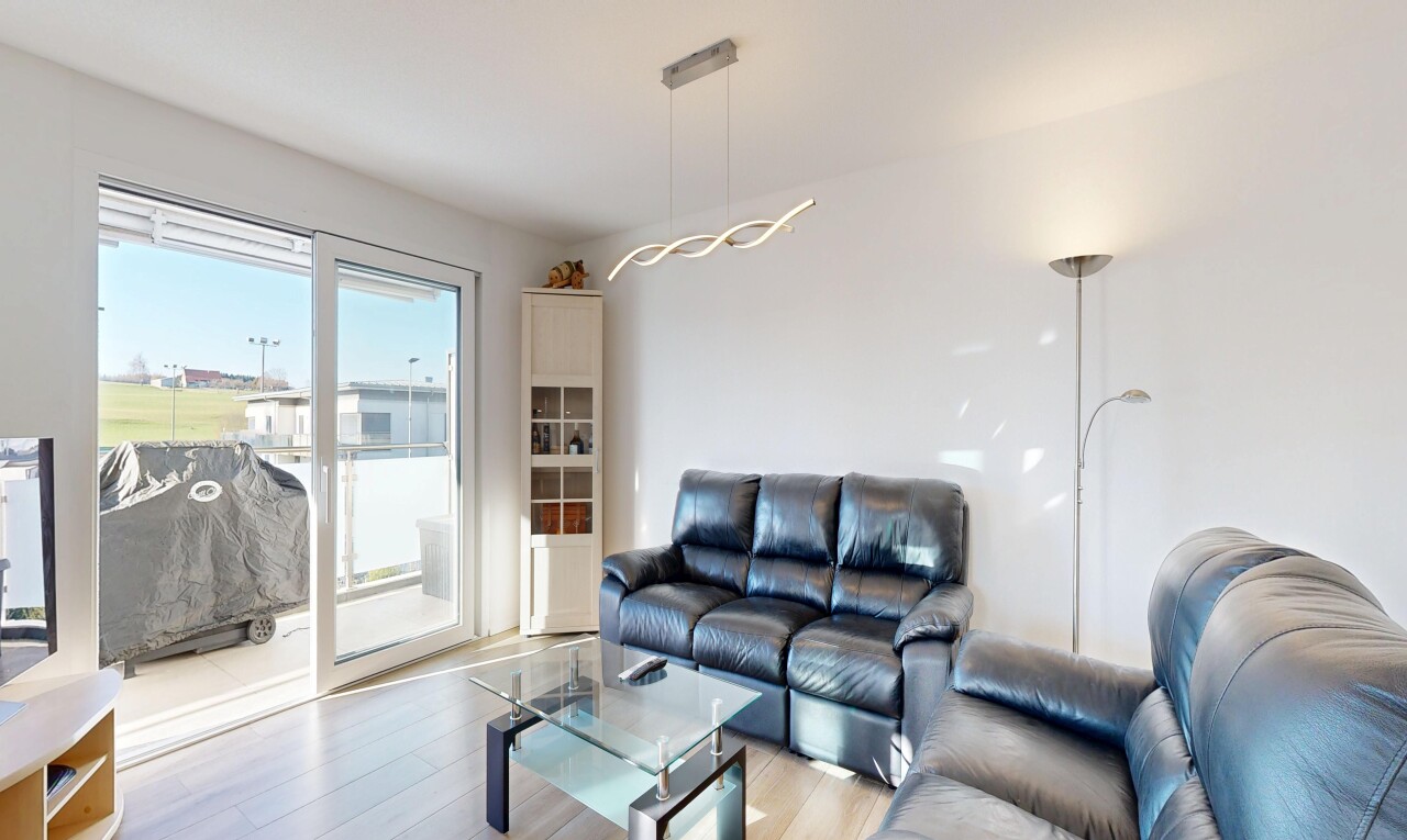 living area featuring light wood-style floors