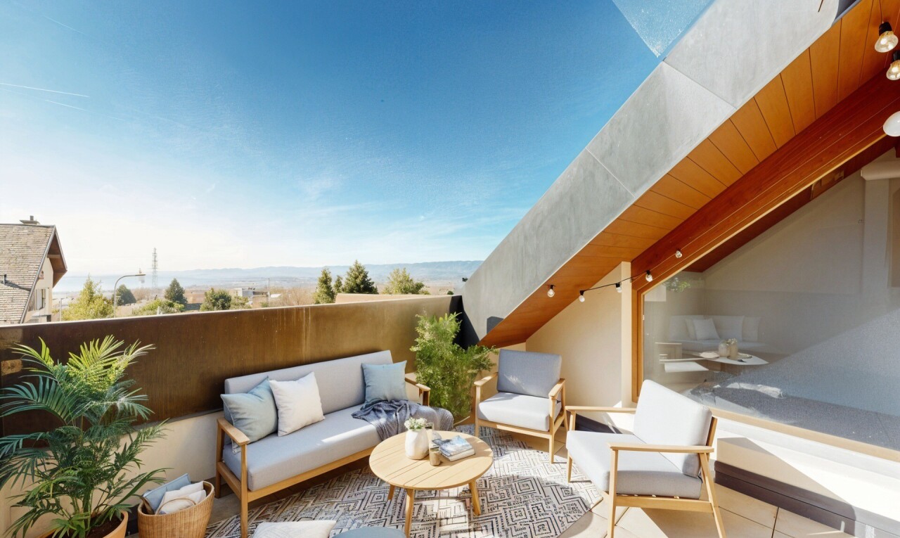 terrasse avec terrasse, from property, espace de vie extérieur, et day time