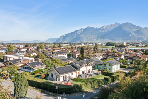 blick auf die berge mit wohngebietblick, residential view, neighborhood view, blick auf die berge, und mountain view