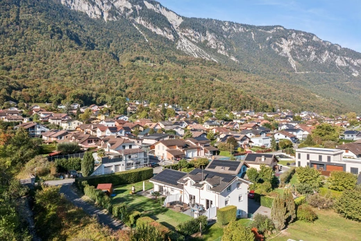 blick auf die berge mit wohngebietblick, residential view, neighborhood view, blick auf die berge, und mountain view