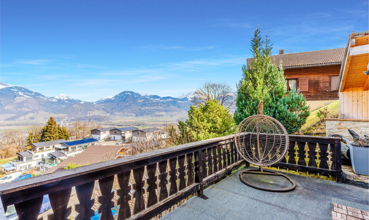 balcony with a mountain view