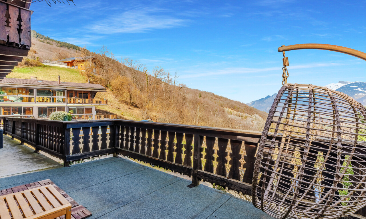balcony with a mountain view