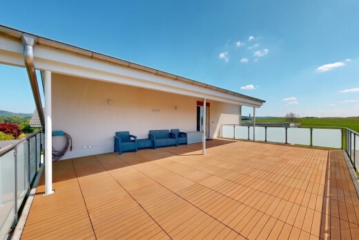 terrasse mit day time, terrasse, from property, seesicht, und water view