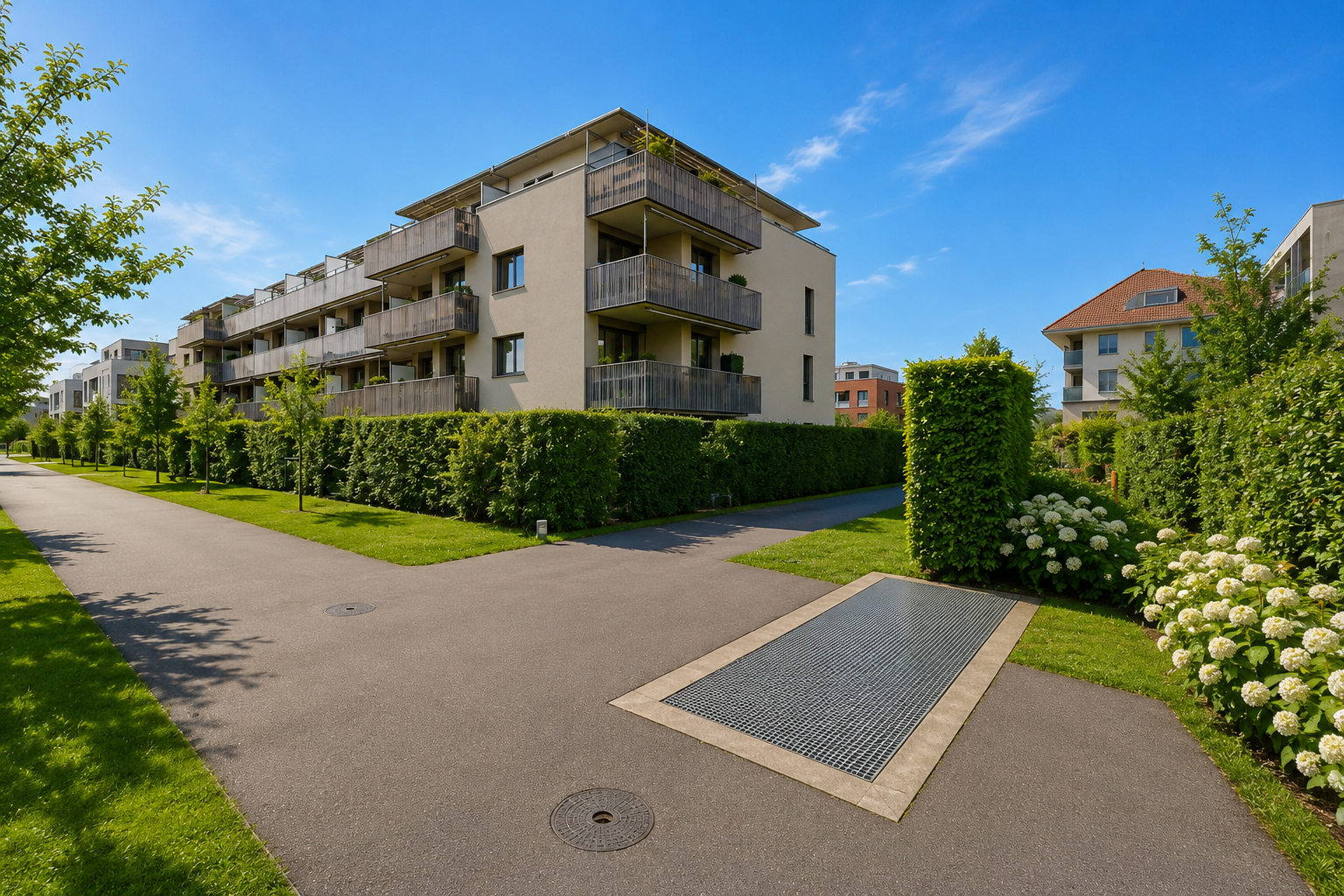extérieur du bâtiment avec apartment complex view, vue sur le complexe d'appartements, et day time
