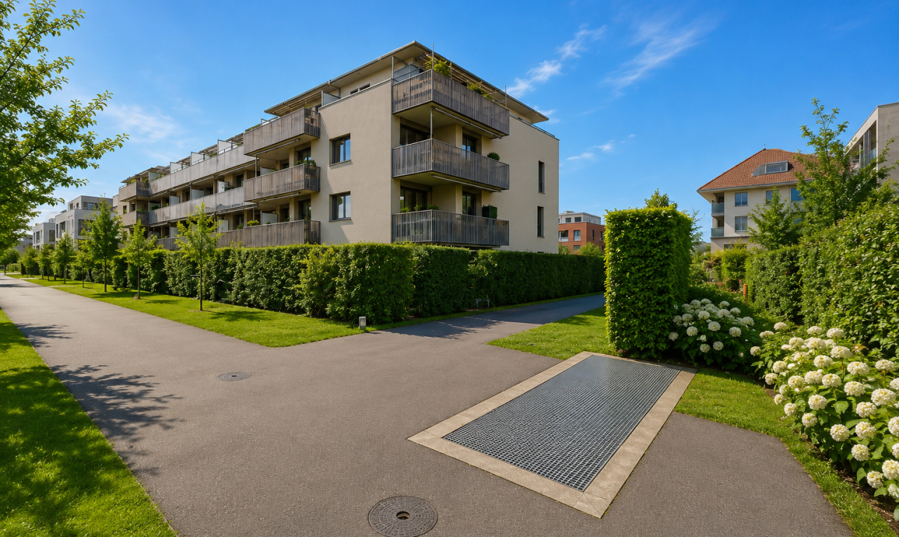 extérieur du bâtiment avec apartment complex view, vue sur le complexe d'appartements, et day time