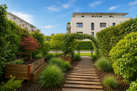 jardin avec portail, day time, et clôture