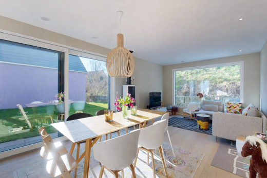 living area with light wood-style floors