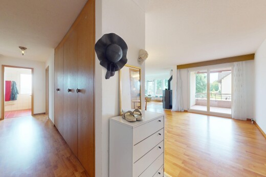 halle / korridor mit holzfußboden, wood finish floor, natürliches licht, natural light, und gipskartonwand