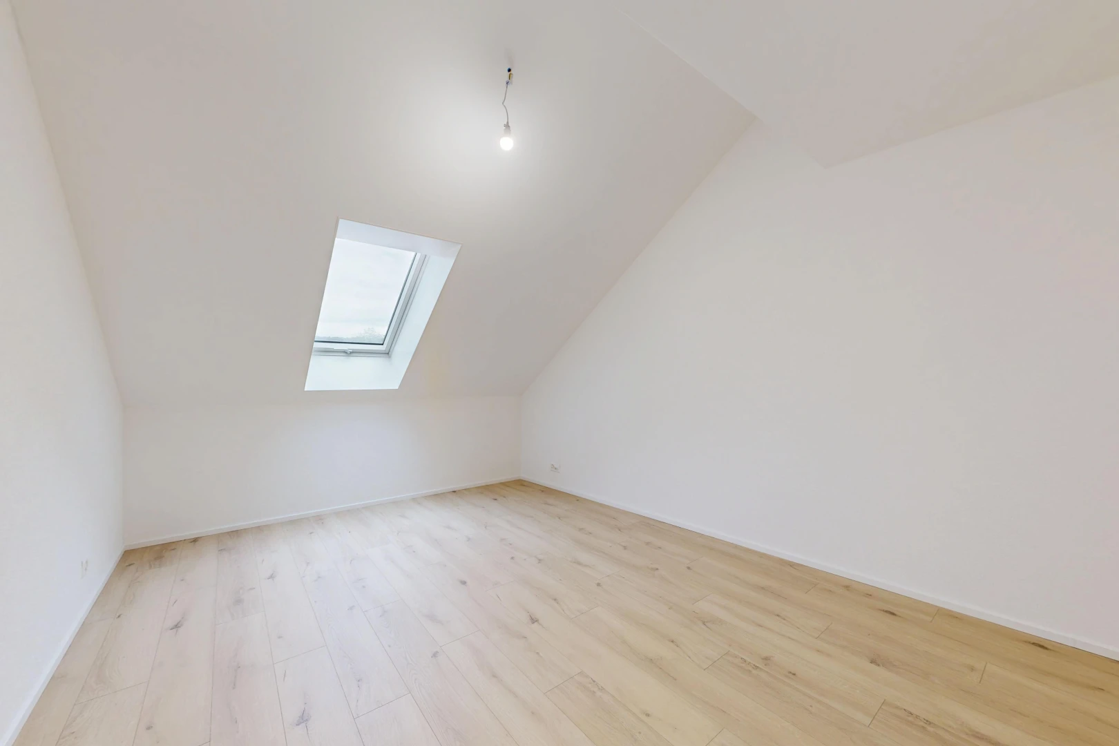 leerer raum mit zusätzliches zimmer, vaulted ceiling, dachschräge, dachfenster, und drywall