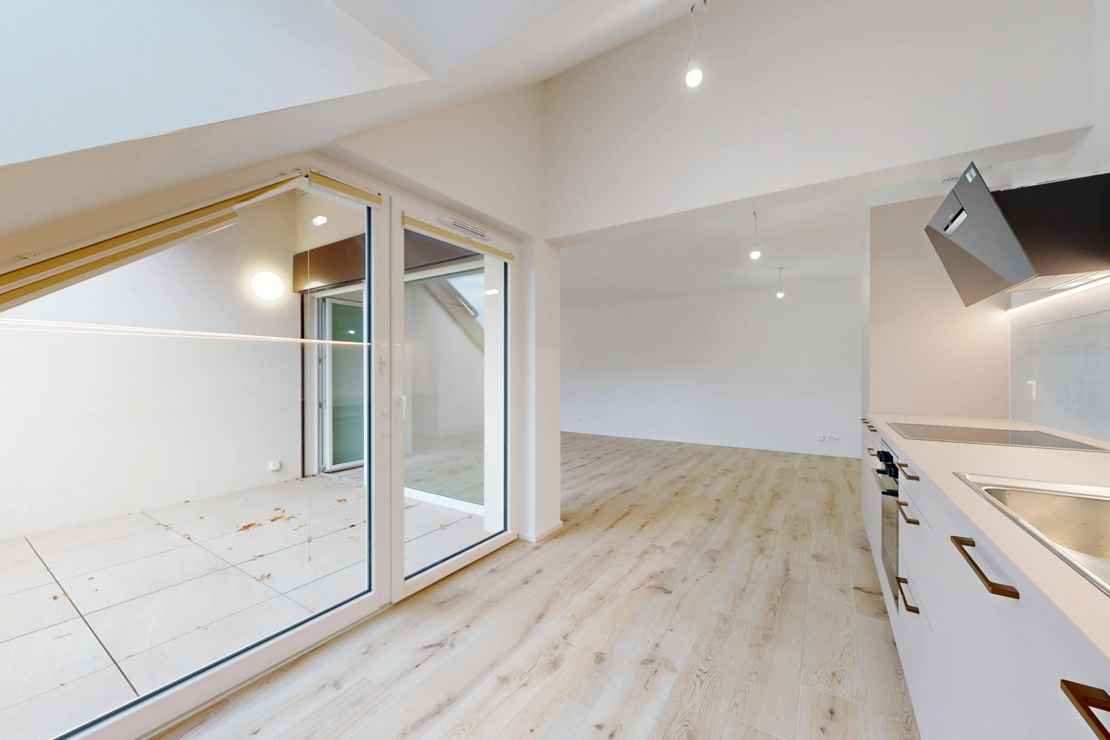 küche mit light floor, dunstabzugshaube, holzfußboden, wood finish floor, und arbeitsplatten