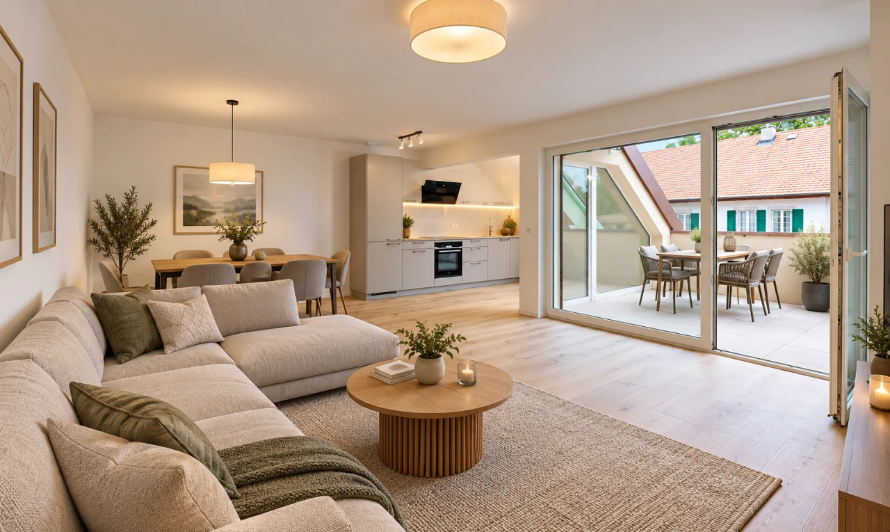 leerer raum mit pendelleuchte, außenzugang, drywall, gipskartonwand, und wood finish floor