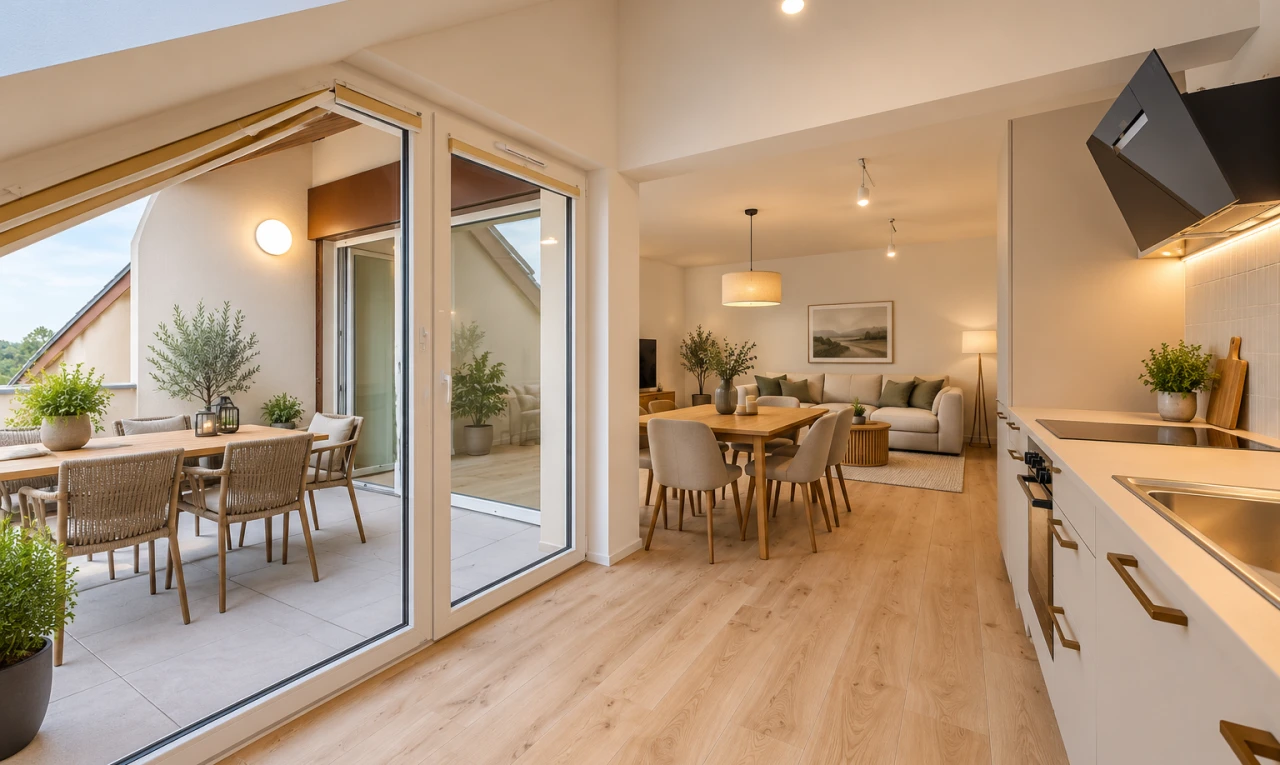 küche mit light floor, dunstabzugshaube, holzfußboden, wood finish floor, und arbeitsplatten