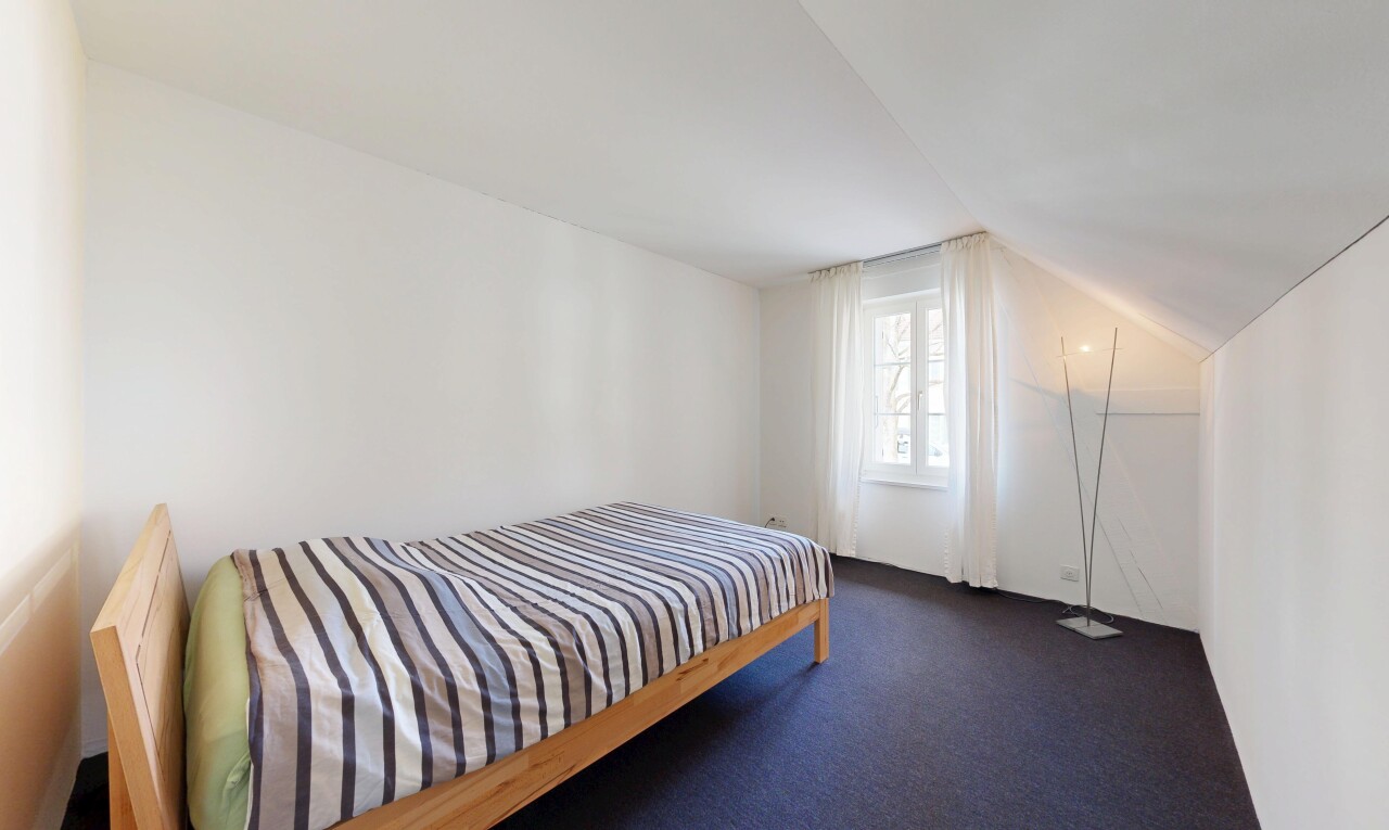 chambre avec plafond voûté, vaulted ceiling, moquette, carpet, et cloison sèche