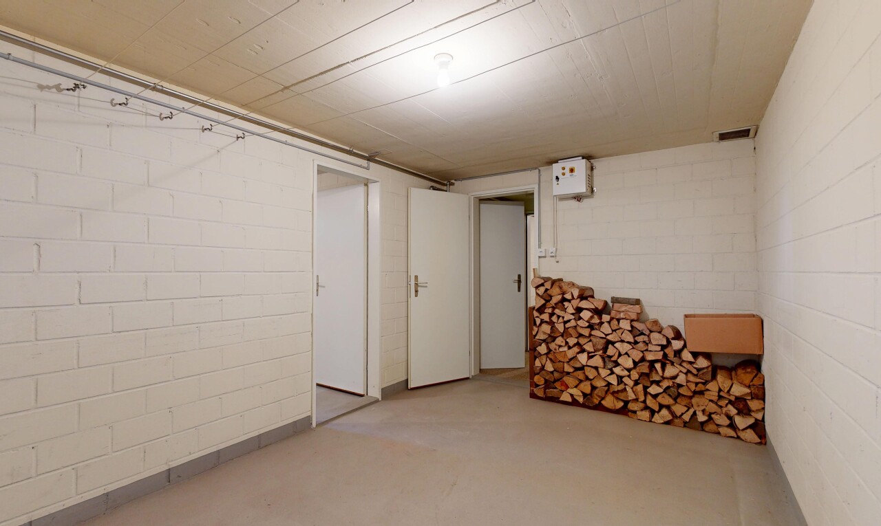 leerer raum mit keller, concrete block wall, betonblockwand, concrete floor, und betonboden