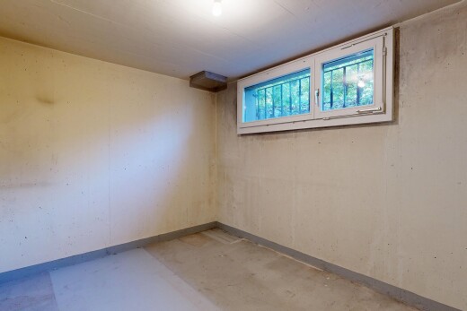 leerer raum mit keller, sockelleisten, baseboards wall, niedrige decke, und low ceiling