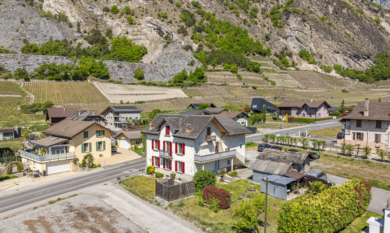 außenansicht mit orchard / agricultural view, blick auf obstgarten/agrarland, rural view, ländliche aussicht, und mountain view