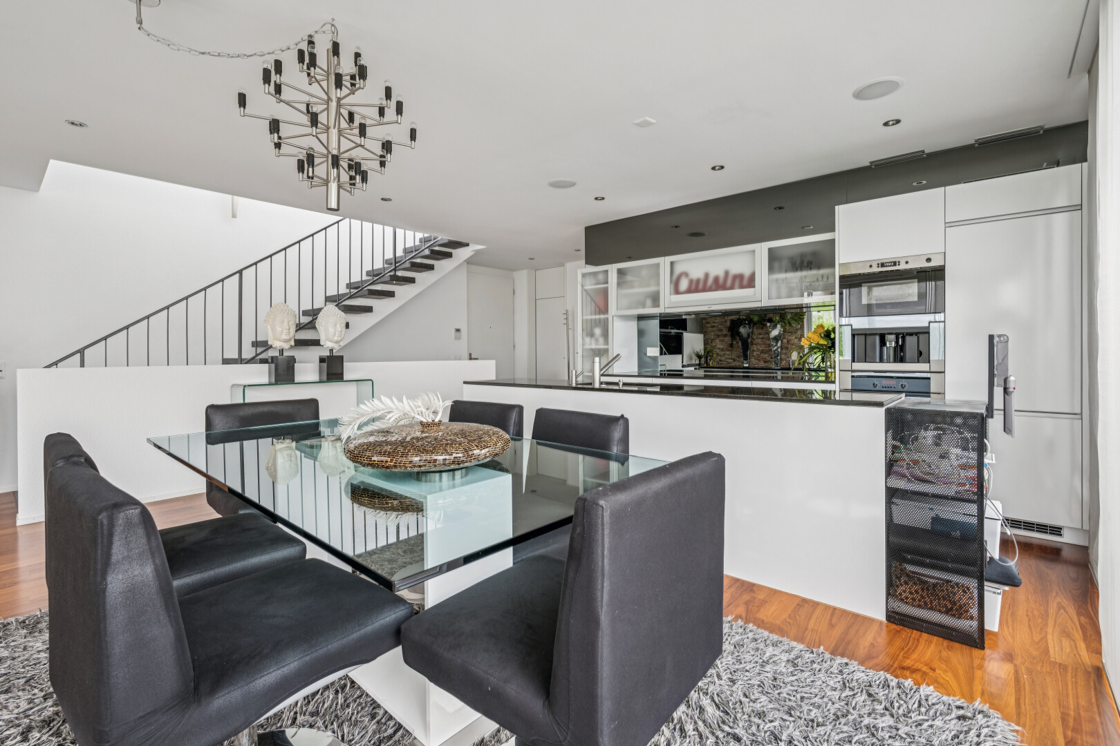 dining space featuring light wood finished floors and recessed lighting