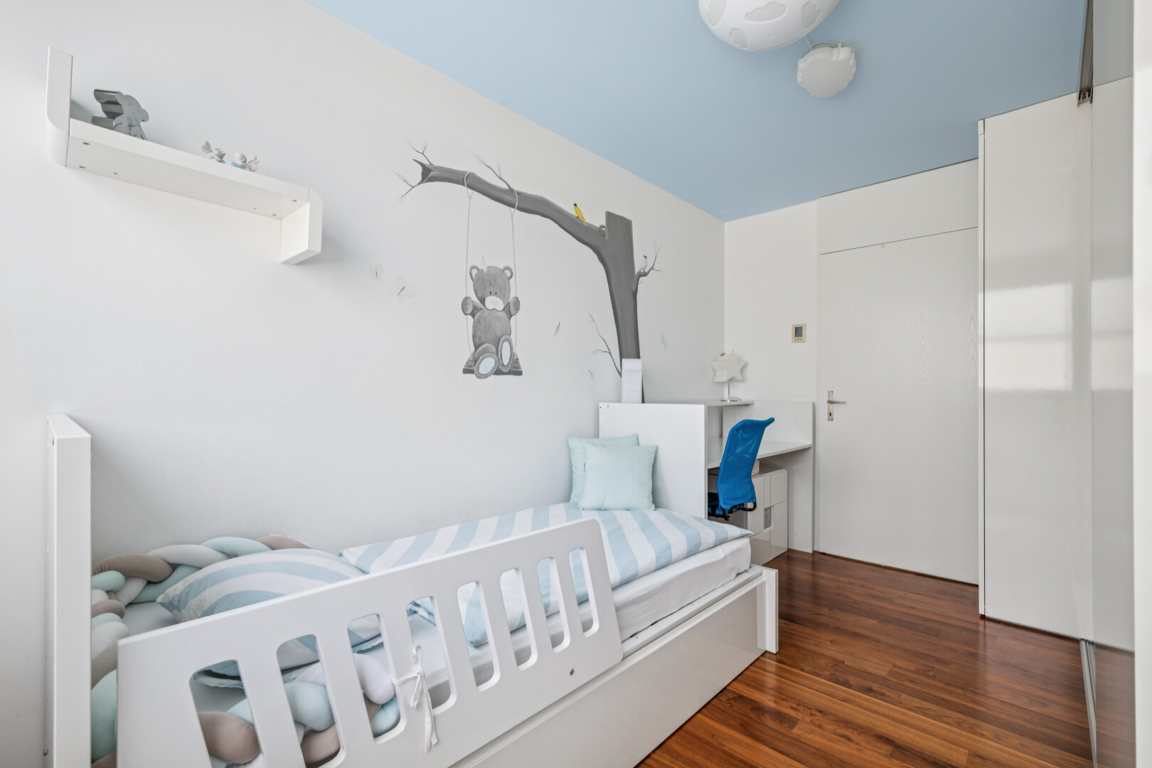 room / bedroom featuring dark wood-style floors