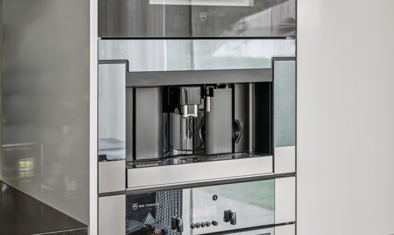 kitchen view of stainless steel double oven