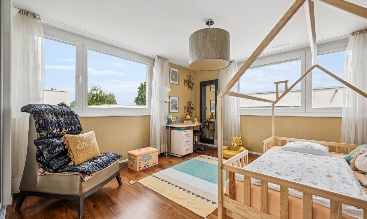 room / bedroom featuring dark wood-style flooring