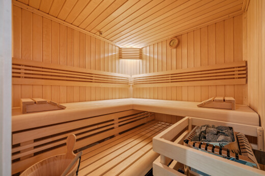 kitchen with a relaxing sauna